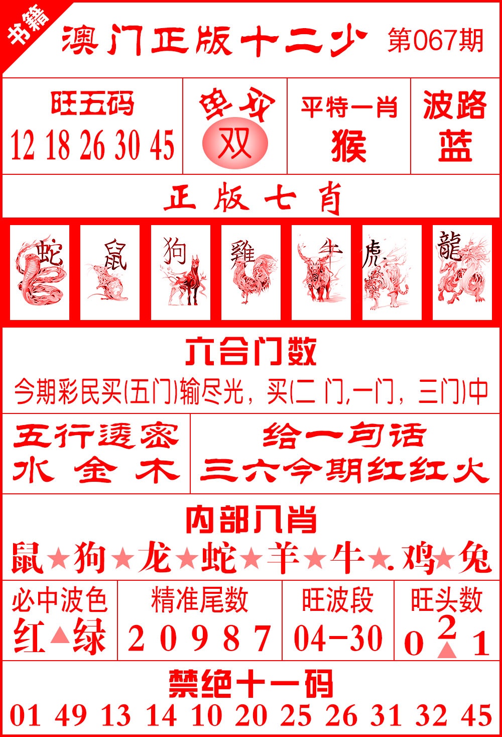 067期澳门十二少[图]