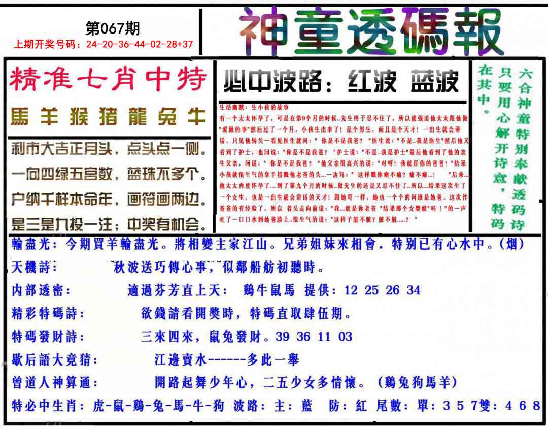 067期神童透码报[图]