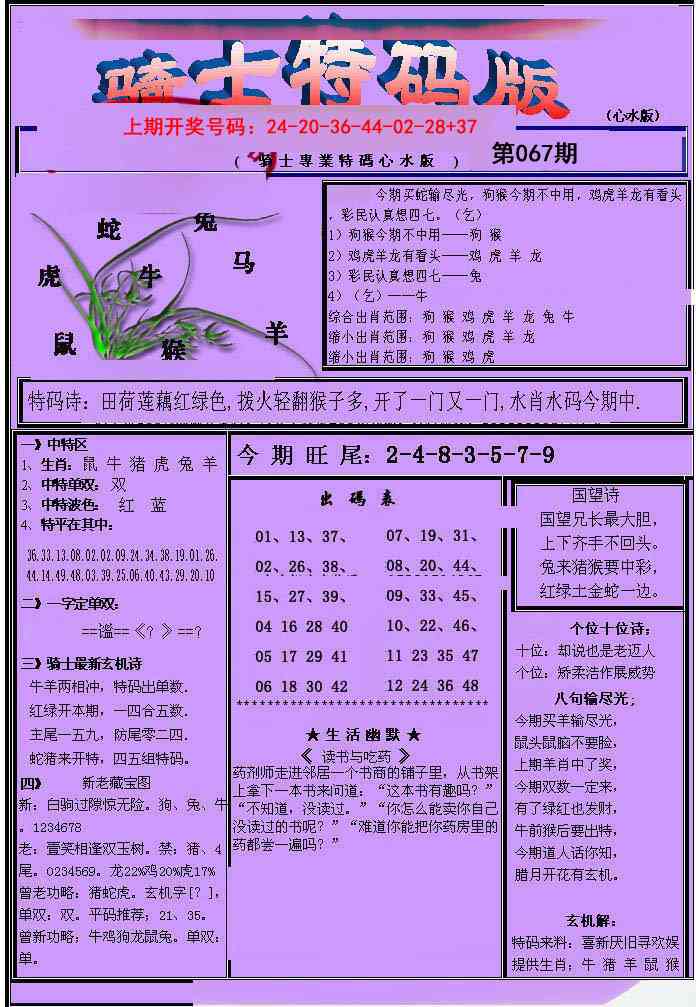 067期骑士特码版[图]