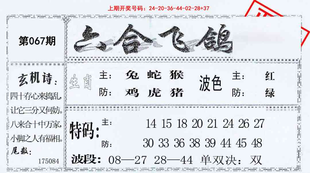 067期六合飞鸽[图]