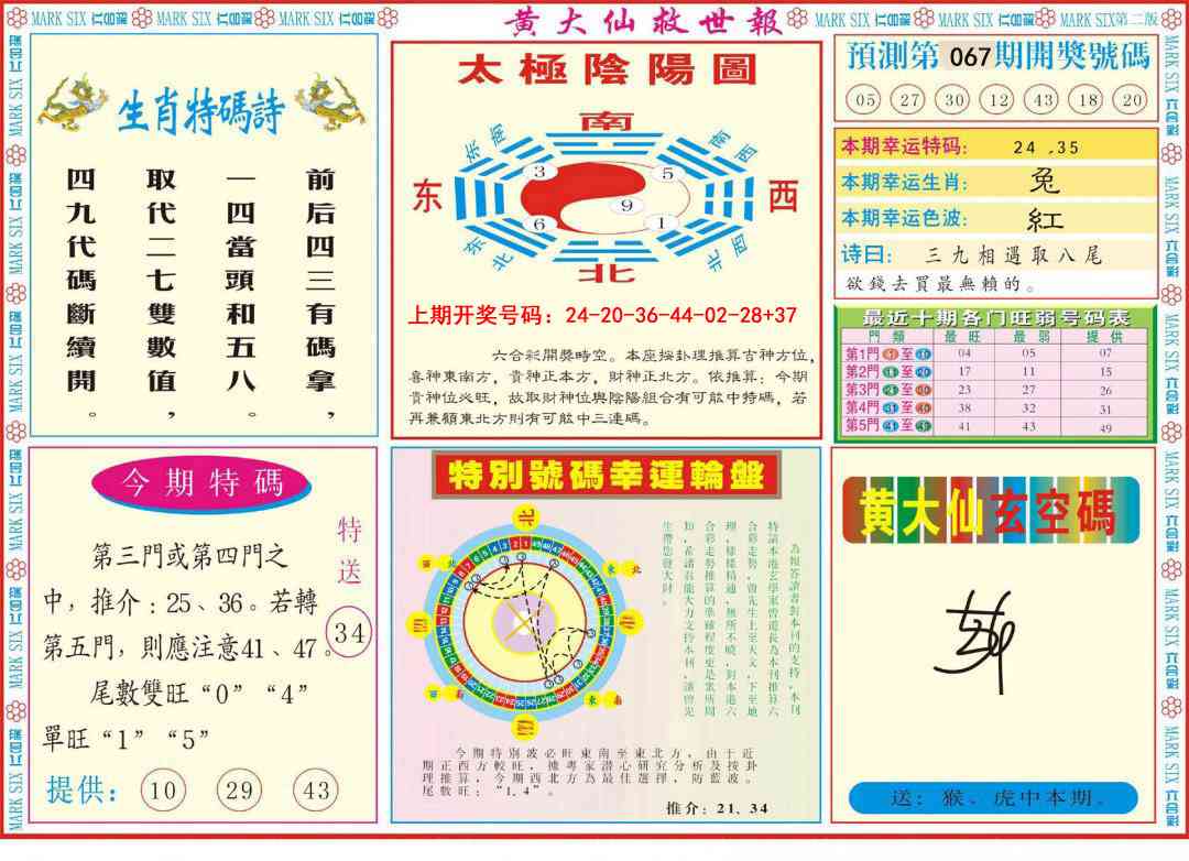 067期新黄大仙救世B[图]