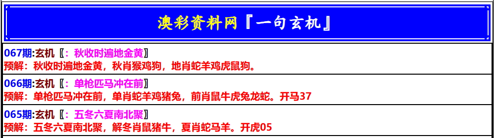 067期澳门一句玄机[图]