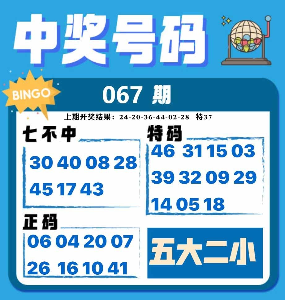067期中奖号码[图]